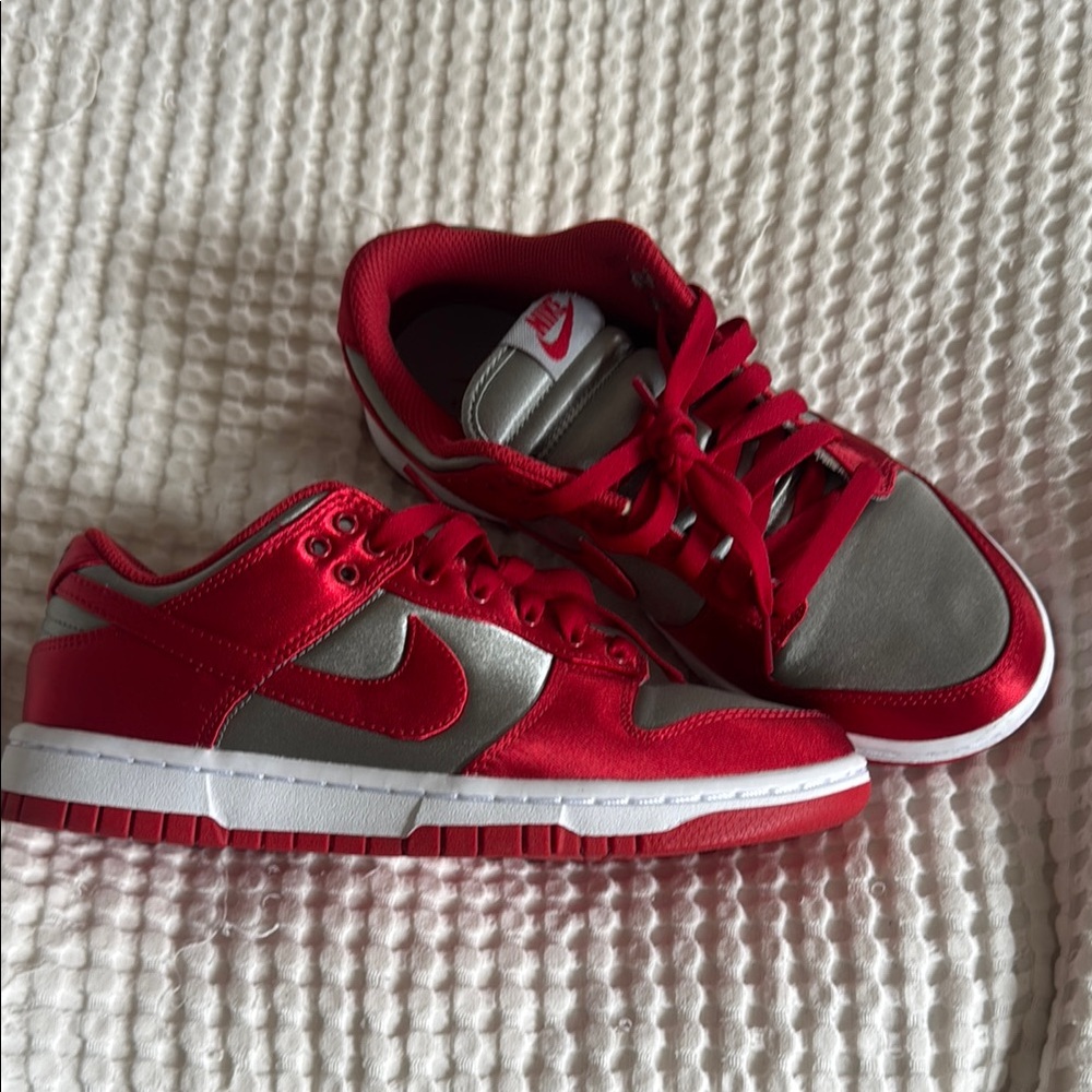 Nike Dunks Red and Gray Low-Top Sneakers